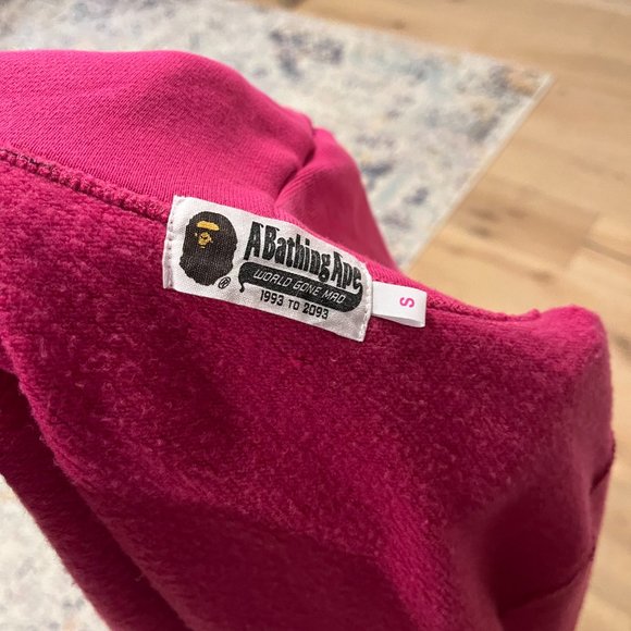 Bape A Bathing Ape Sports Pink Shark Hoodie two side zippers size Small - Picture 6 of 12